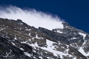 View of the First, Second, and Third Steps of Everest from Noel Odell's vantage point on June 8, 1924, when he made the final sighting of George Mallory and Andrew Irvine on their fateful summit bid.