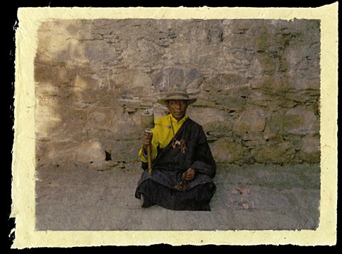 Pilgrim at Ganden Monastery, Tibet, 2000.