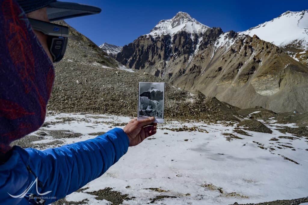Confirming the location of the 1924 Camp II from an historic photograph taken on the Rongbuk Glacier, Mount Everest, Tibet.